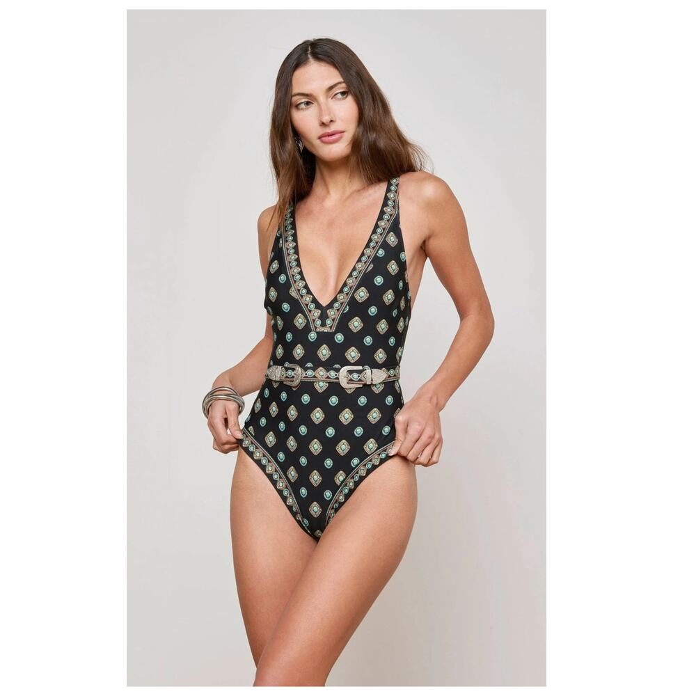 L'Agence Lisa Plunge One-Piece Swimsuit Size Large